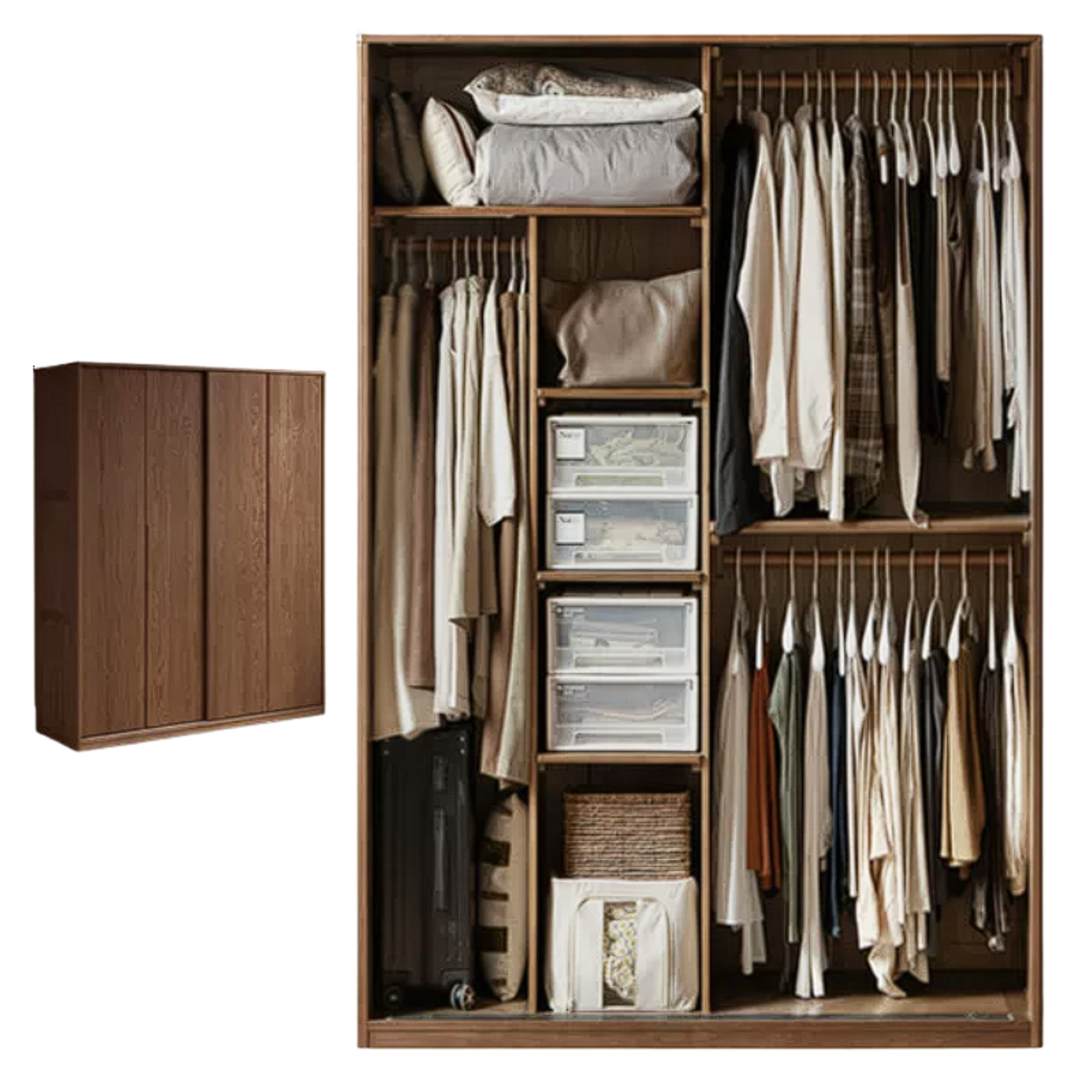 Oak Solid Wood Sliding Door Wardrobe.