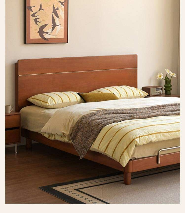 Poplar Solid Wood with High Headboard and Large Board Bed