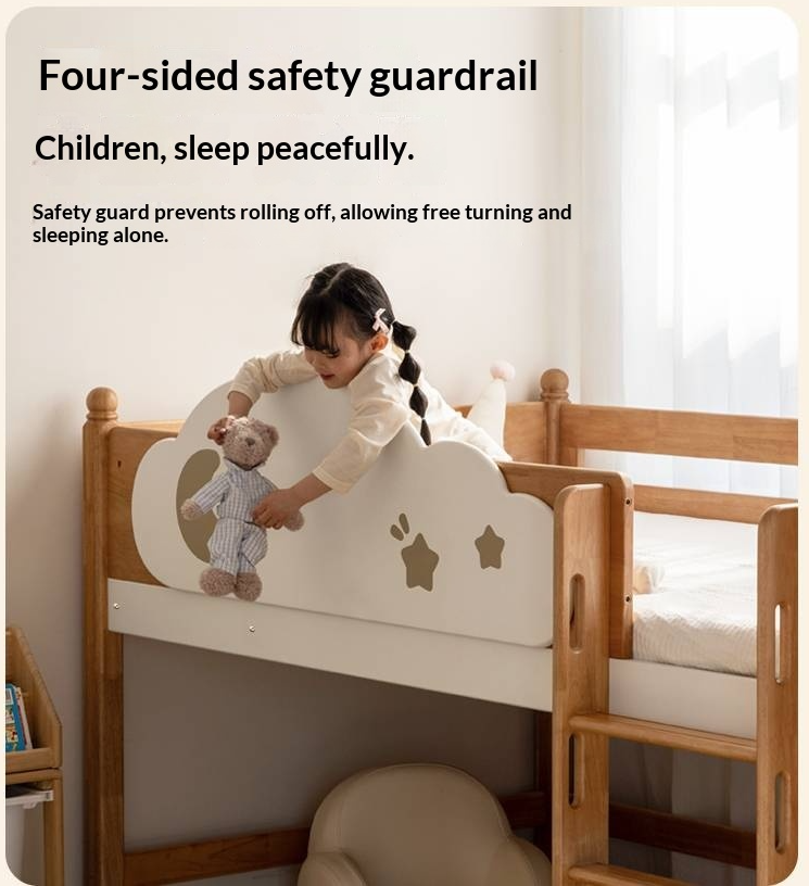 Rubberwood Solid Wood Children's Bed Modern Loft Bed