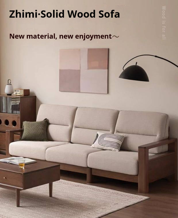 Sandalwood Solid Wood Fabric Sofa