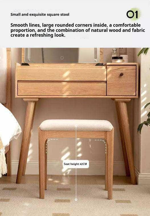Ash, Oak Solid Wood, Solid RubberWood Makeup Stool