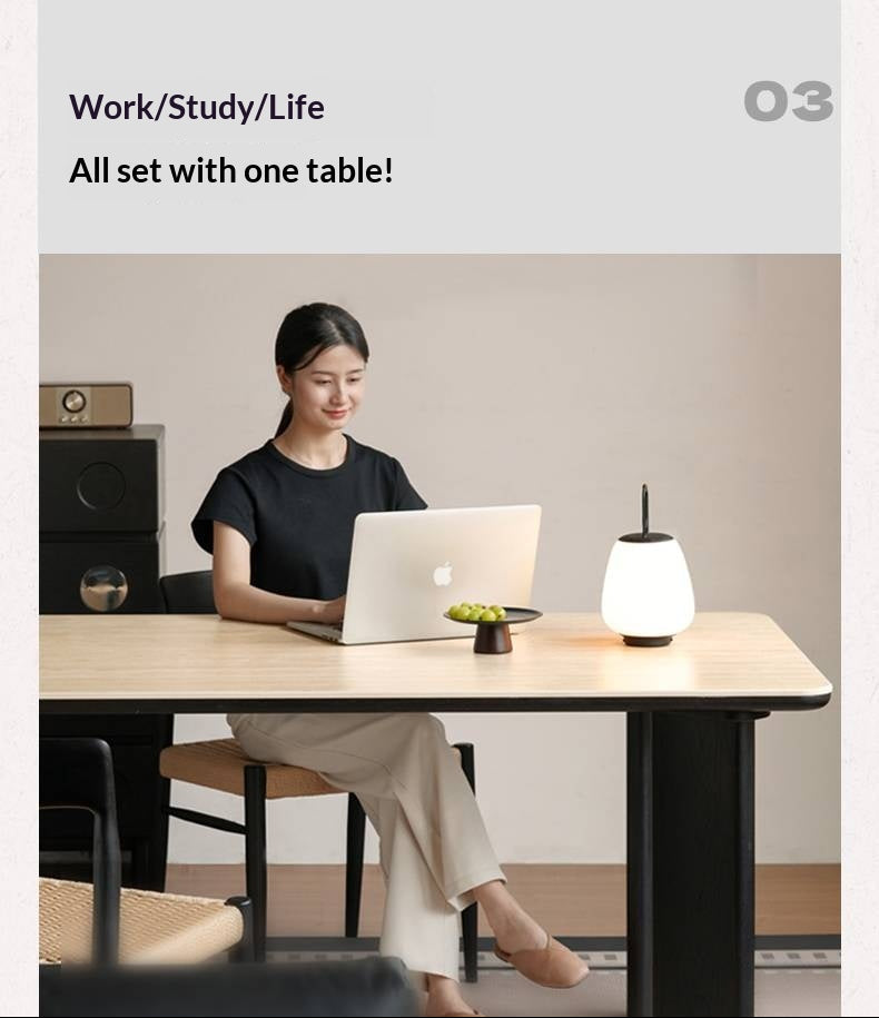 Oak Solid Wood Modern Cave Stone Rock Plate Dining Table