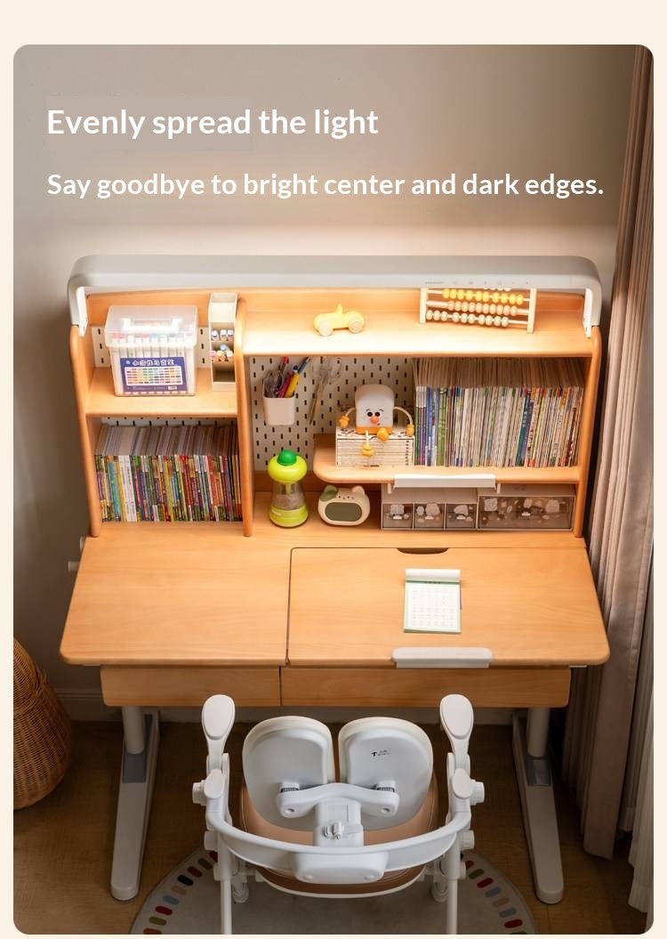 Beech Solid Wood Kids Raised and Lowered Study Table