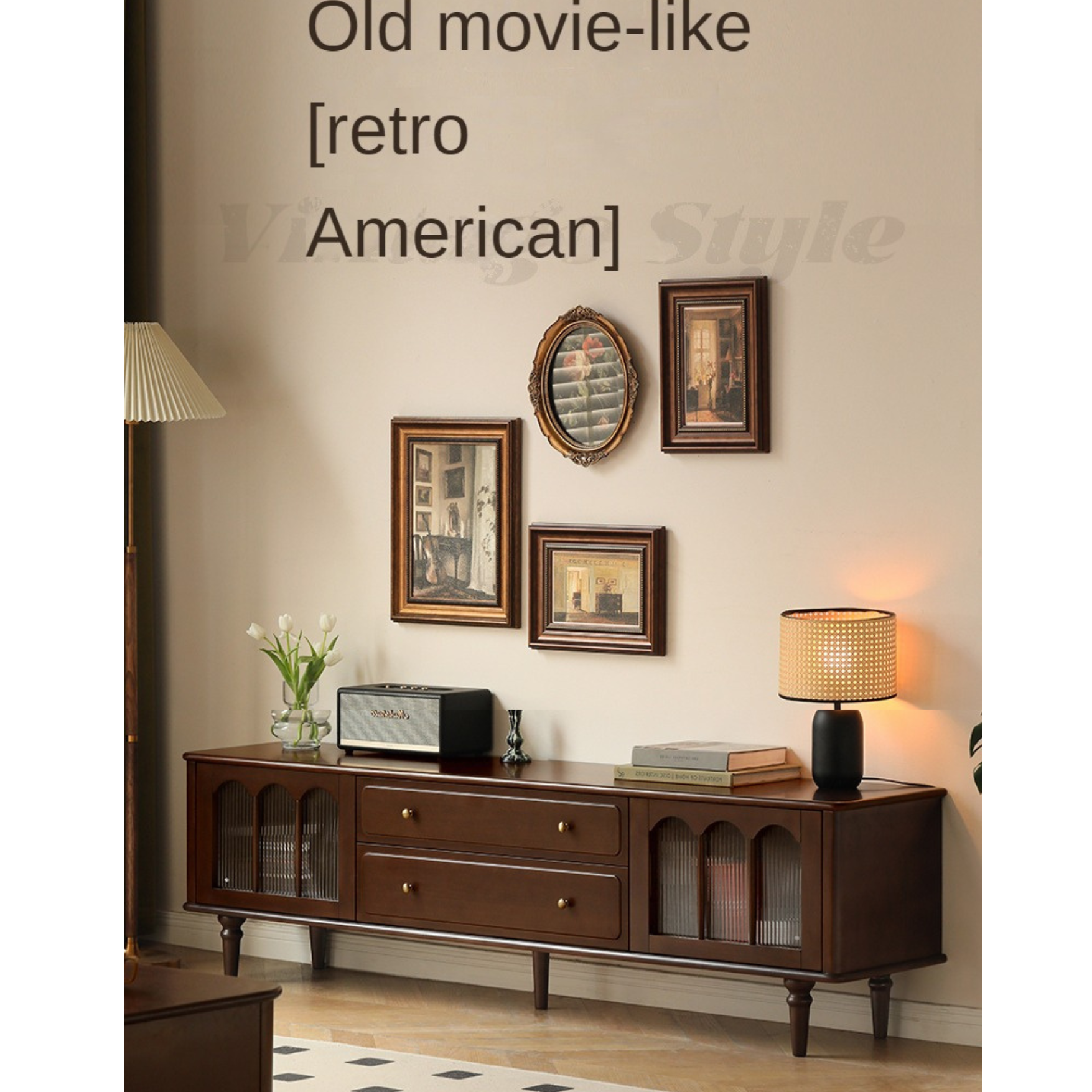 Poplar Solid Wood American style TV Cabinet: