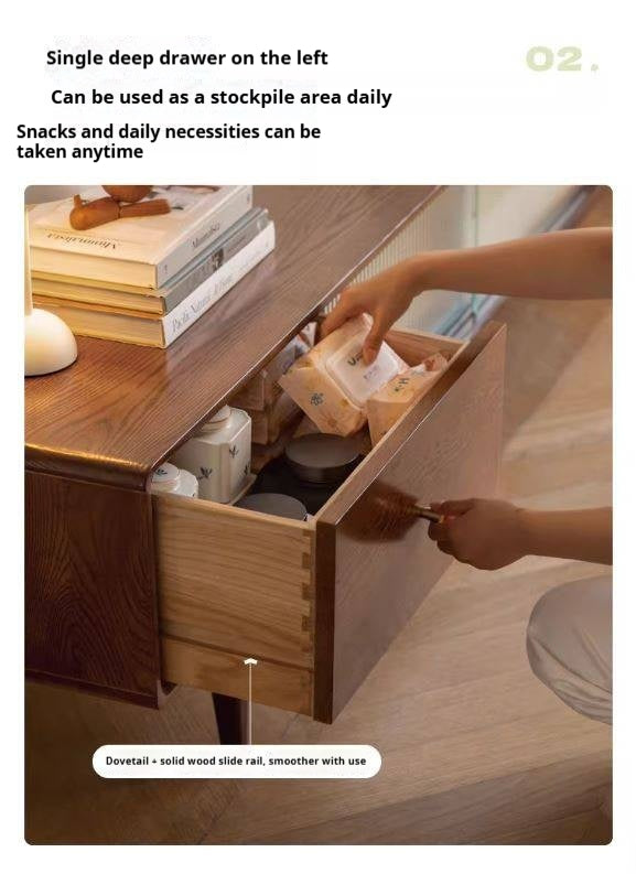 Oak, Solid Rubberwood, Beech Solid Wood TV Stand Glass Sliding Door