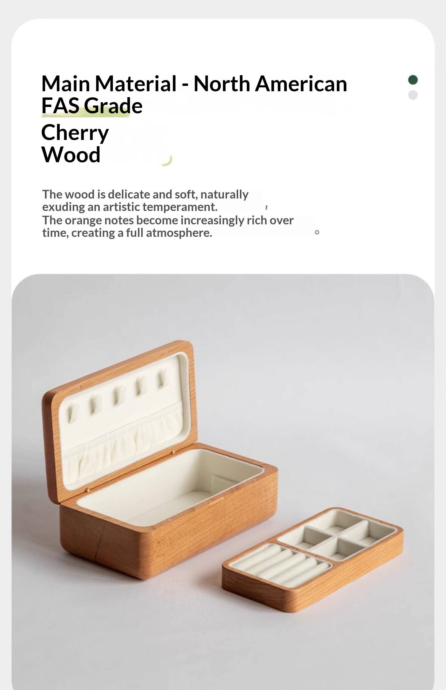 Black Walnut, Cherry Solid Wood Jewelry Box