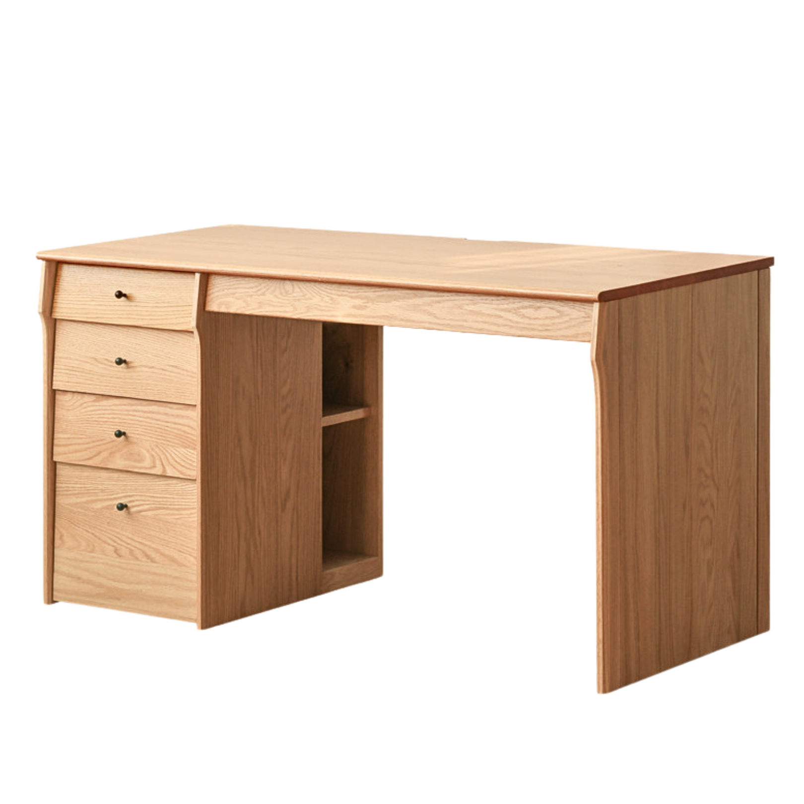 Oak, Cherry Solid Wood Desk Bookshelf Integrated Warm Light