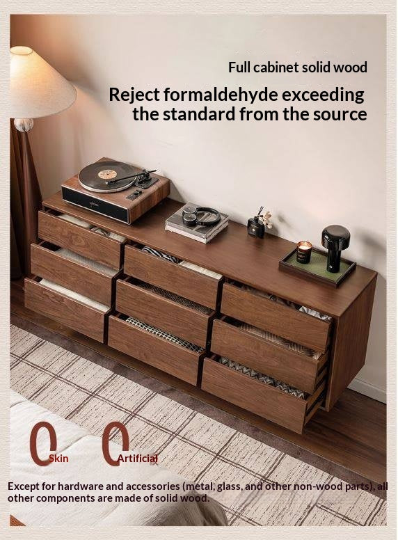 Black Walnut Solid Wood Vintage Style Chest of Drawers