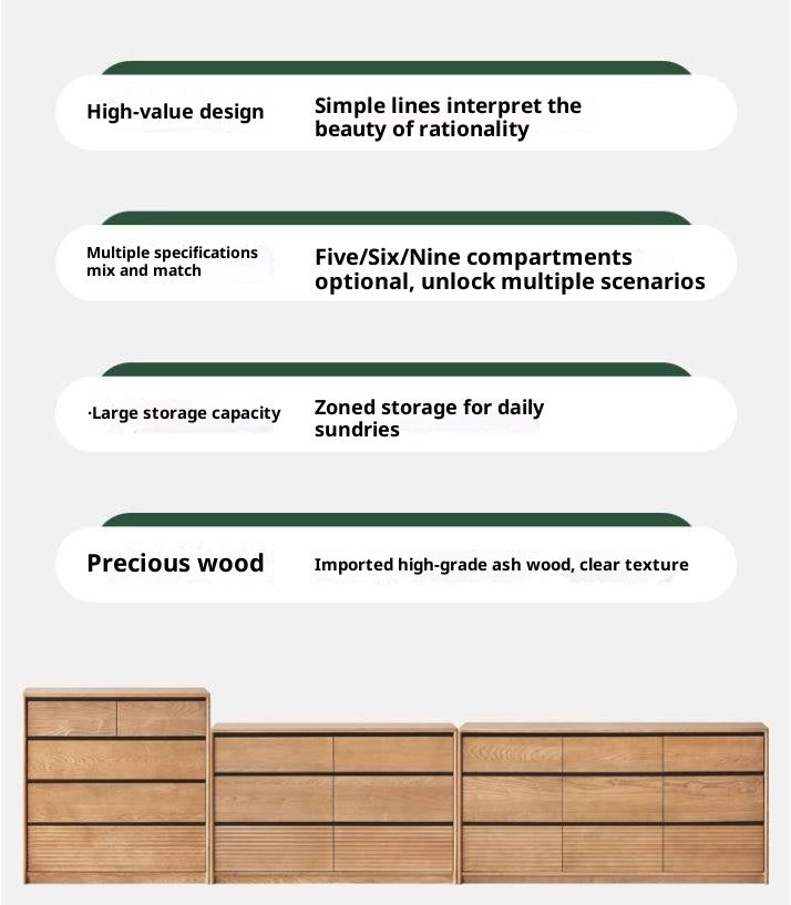 Ash Solid Wood Modern Minimalist Chest Of Drawers