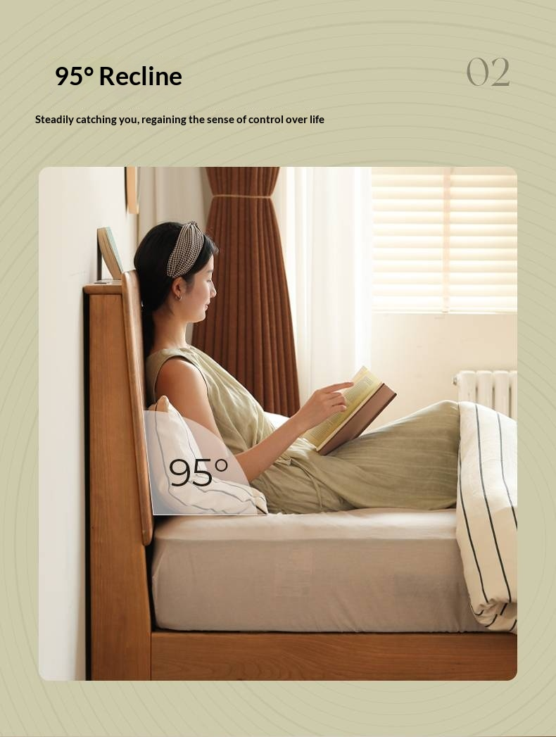 Cherry Solid Wood Modern Minimalist Storage Box Bed with Suspension Design