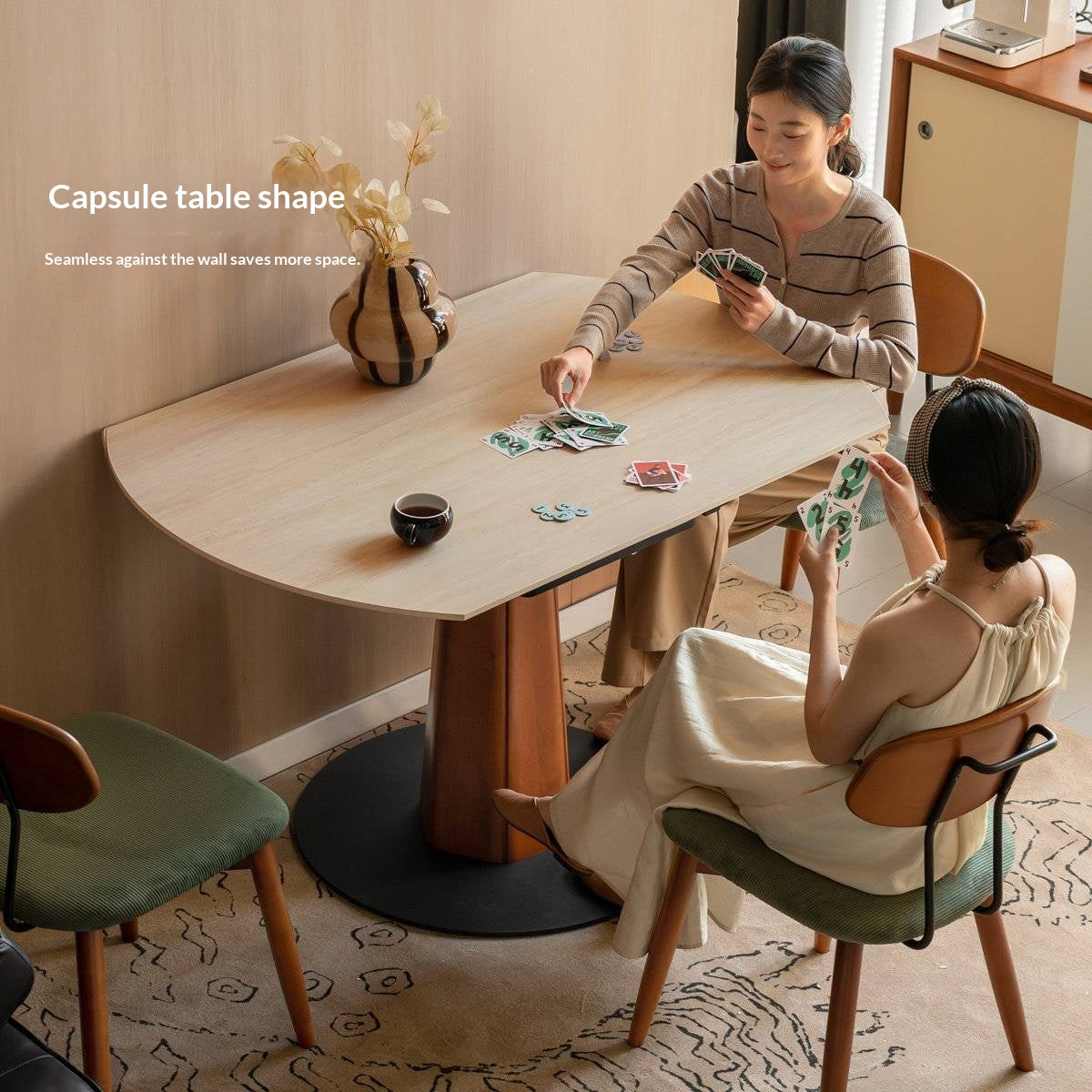 Tulipwood Solid Wood Rock Plate Round Table with Folding Feature