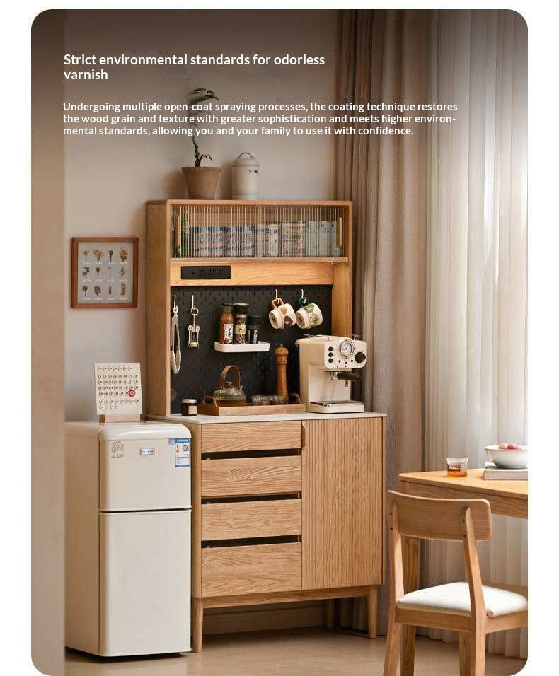 Oak Solid Wood Modern Rock Board Side High Buffet