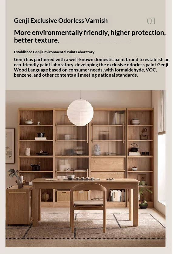 Ash, Oak, Cherry Solid Wood Bookshelf Integrated Wall-Mounted Minimalist