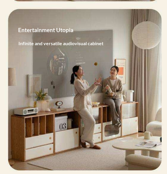 Oak, Beech Solid Wood Cream Style Module Combination Bookcase