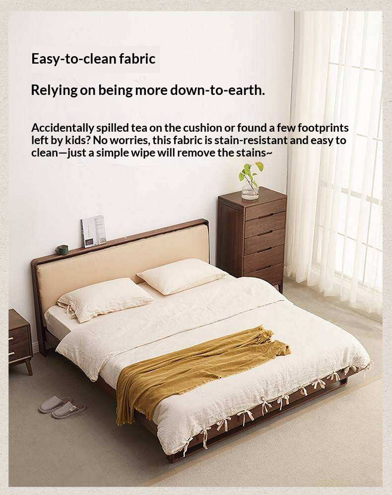 Ash Solid Wood Leather Soft Bed