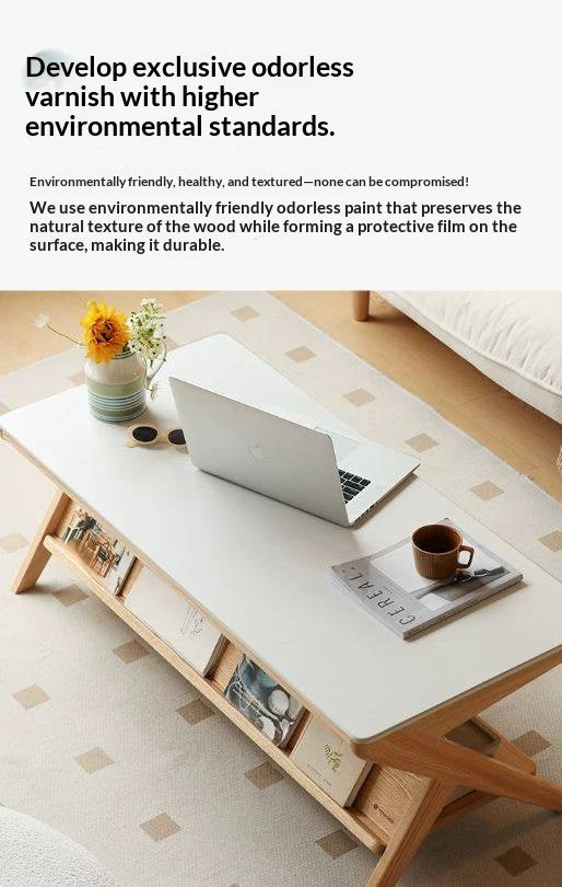Oak Solid Wood Modern Rock Plate Coffee Table