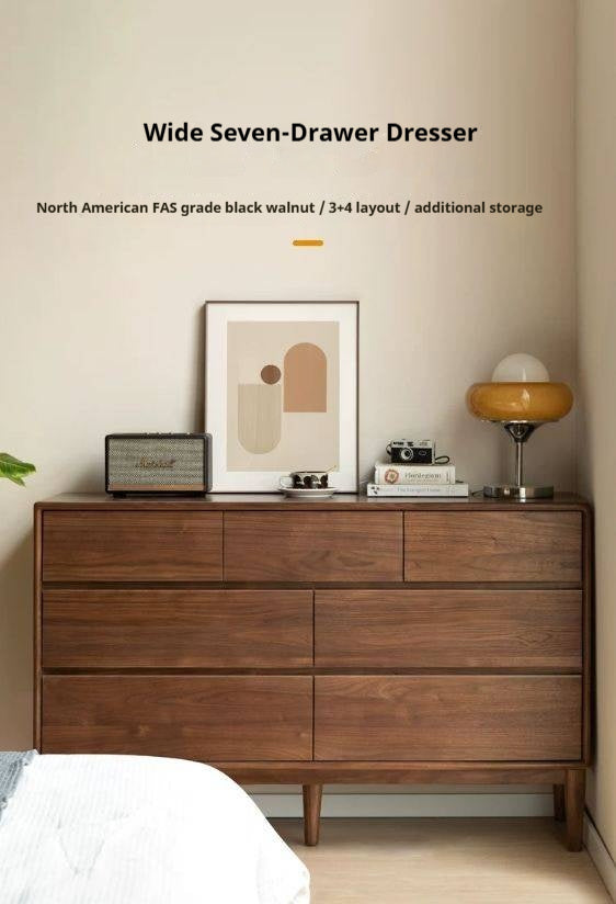 Black Walnut, Ash Solid Wood Chest of Drawers