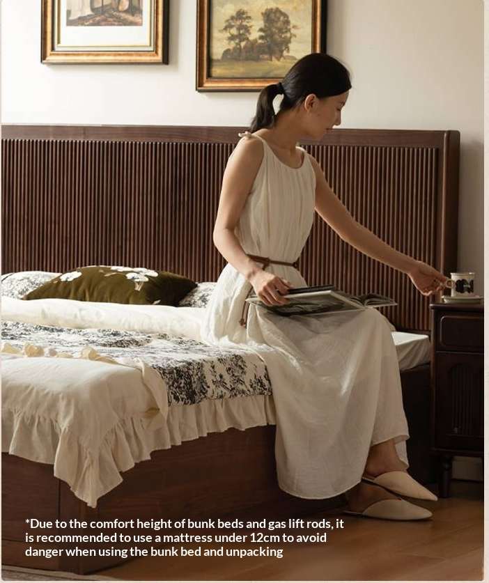 Black Walnut Solid Wood Italian Light Luxury Retro Storage Box Bed