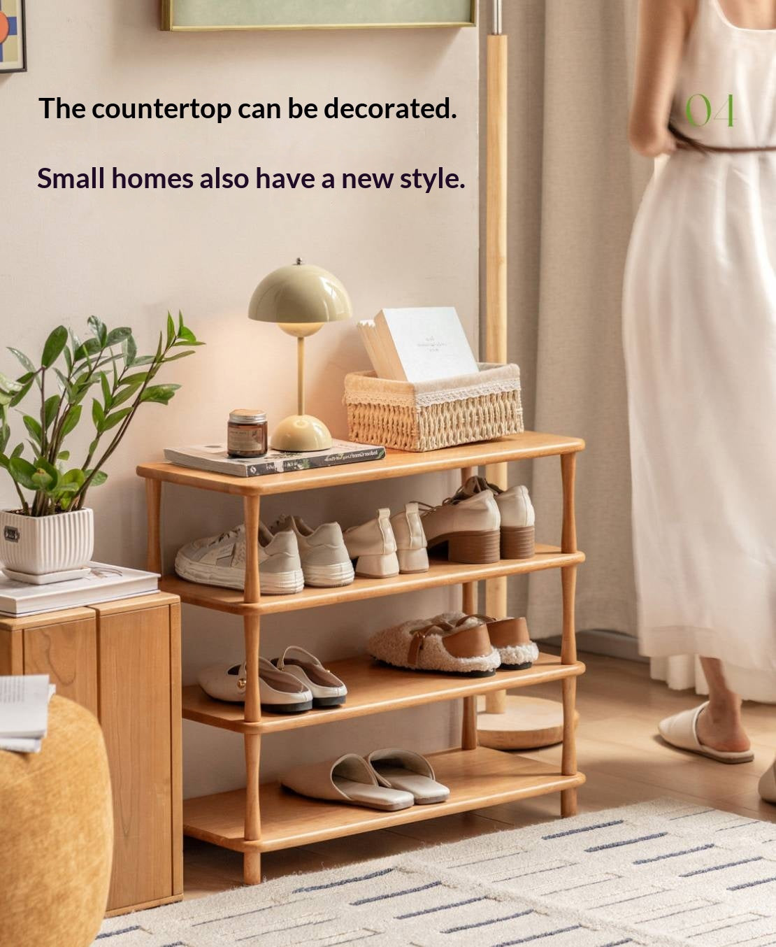 Rubberwood Solid Wood Shoe Rack Multi Layer Storage Organizer