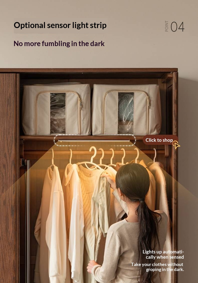 Oak Solid Wood, Solid RubberWood  Modern Style Wardrobe