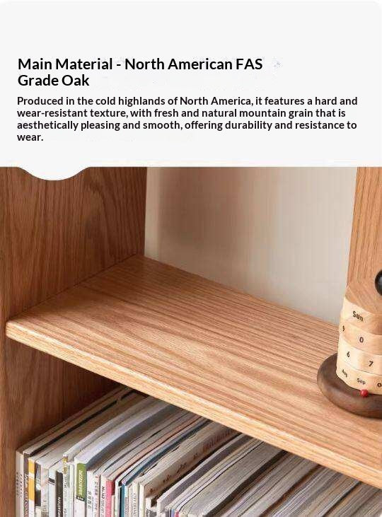 Oak Solid Wood Floor-Standing Bookshelf