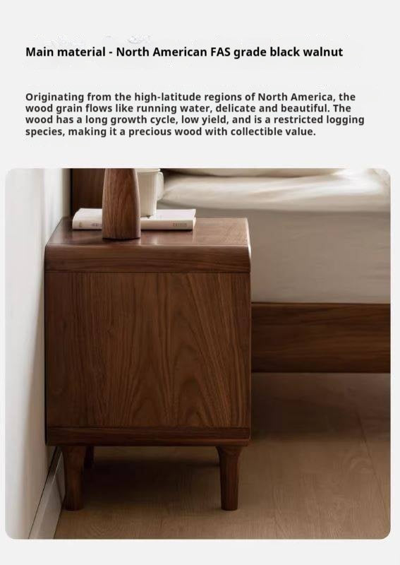 Black Walnut Solid Wood, Sandalwood Lockable Nightstand