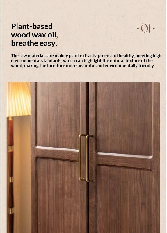 Black Walnut Solid Wood Wardrobe In Vintage Style