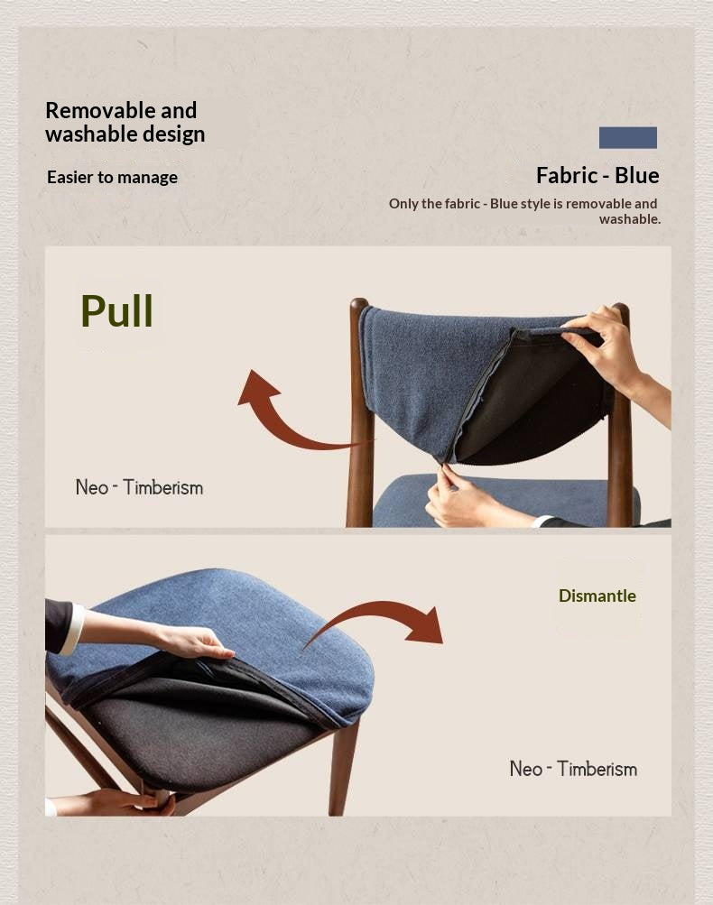 4 pcs -Solid RubberWood Dining Chair Upholstered Dining Chair, Danish Modern