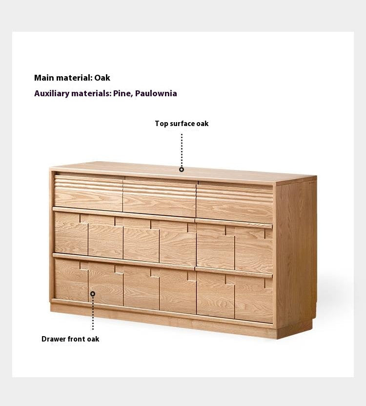 Oak Solid Wood Seven Bucket Drawer Cabinet