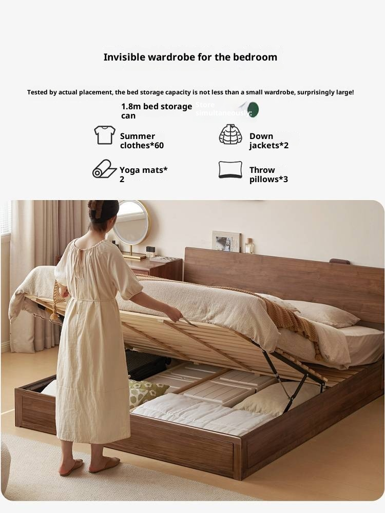 Black Walnut Solid Wood Box Bed Simple Modern Nordic Style