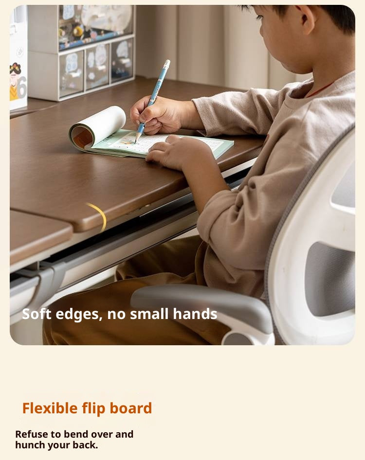 Solid Rubberwood Children s Hand-cranked Height Adjustable Desk