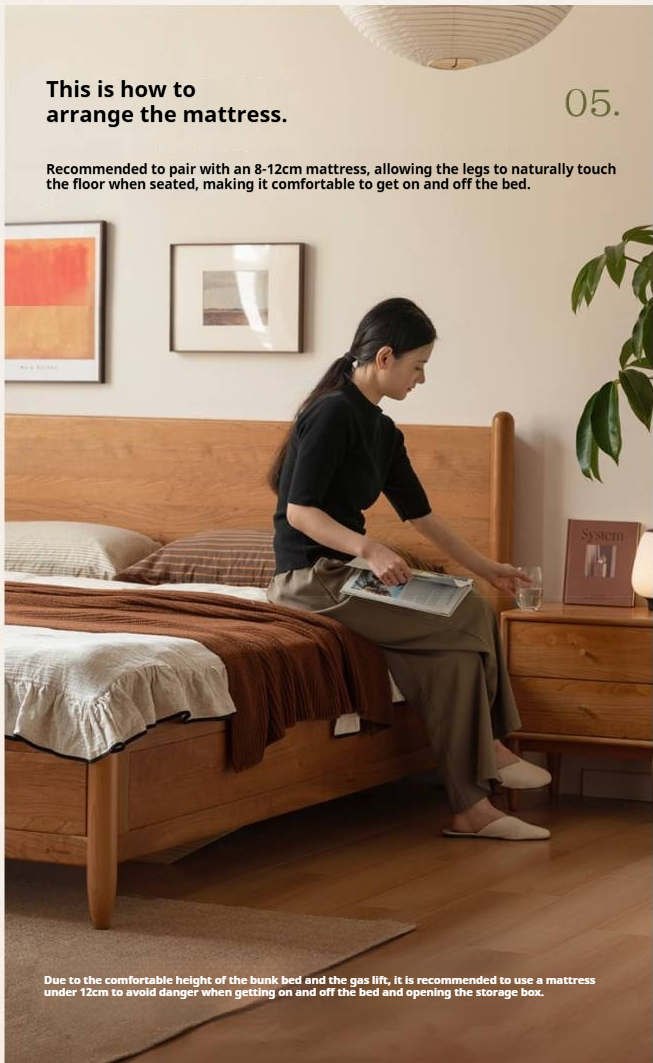 Cherry Wood, Black Walnut Solid Wood Box Bed