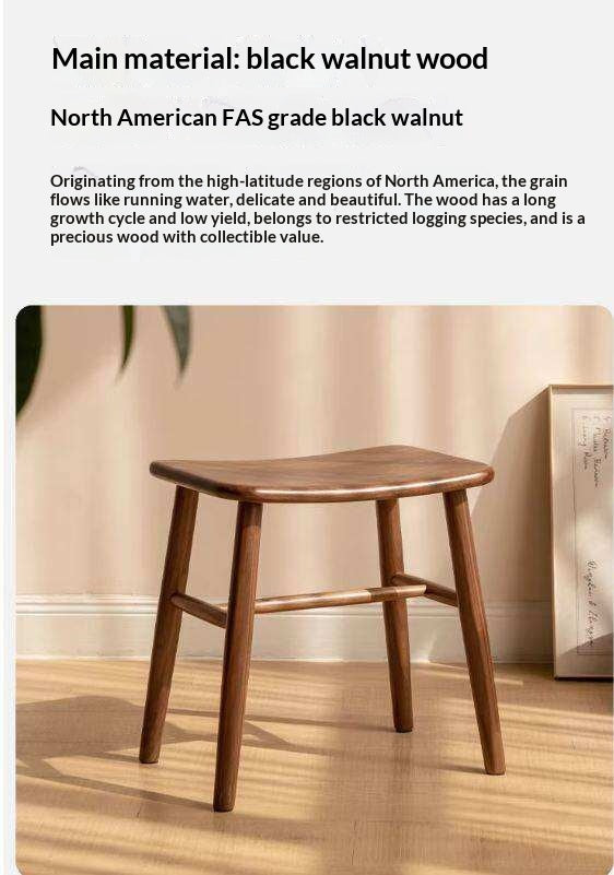 Black Walnut, Ash, White Ash, Oak, Sandalwood Solid Wood Makeup Stool