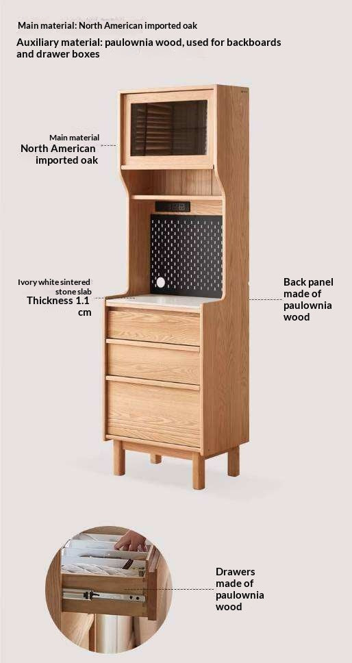 Oak Solid Wood Corner Sideboard with Simple Storage Cabinet