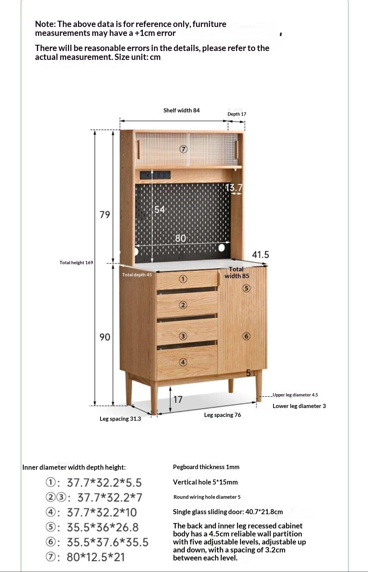 Oak Solid Wood Modern Rock Board Side High Buffet