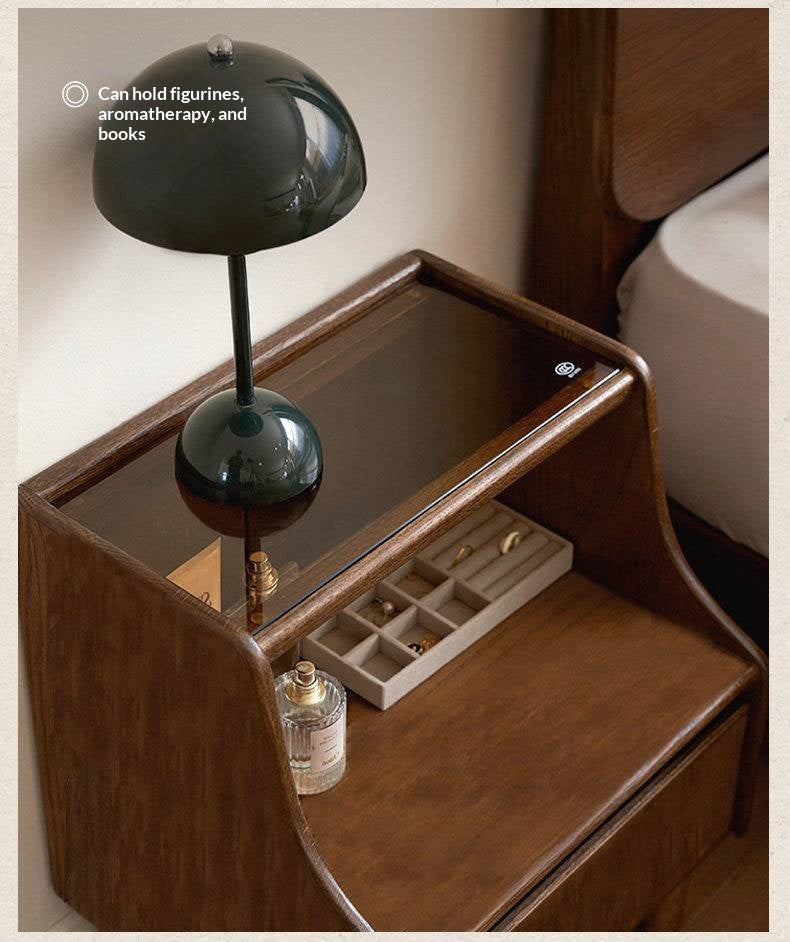 Oak Solid Wood, Solid Rubberwood Nightstand