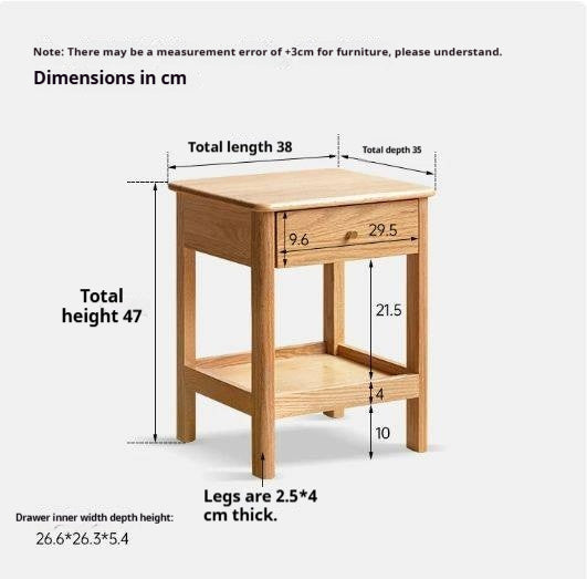 Oak, Beech Solid Wood, Solid RubberWood Nightstand.