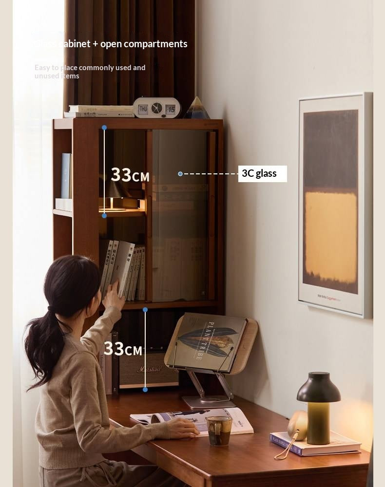 Poplar Solid Wood Retro Style Multifuntional Desk with Integrated Bookshelf