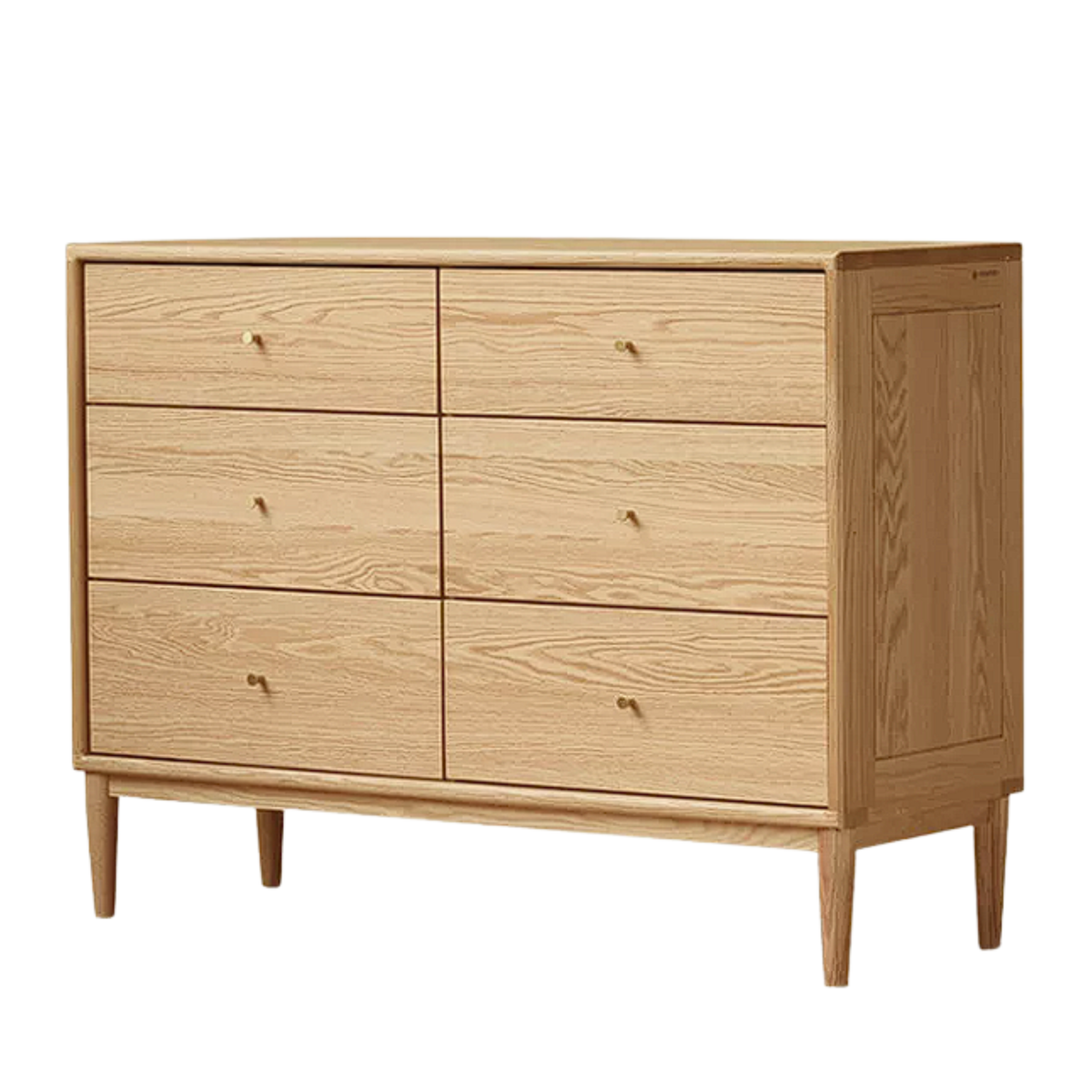 Oak Solid Wood, Solid Rubberwood Nordic Chest of Drawers