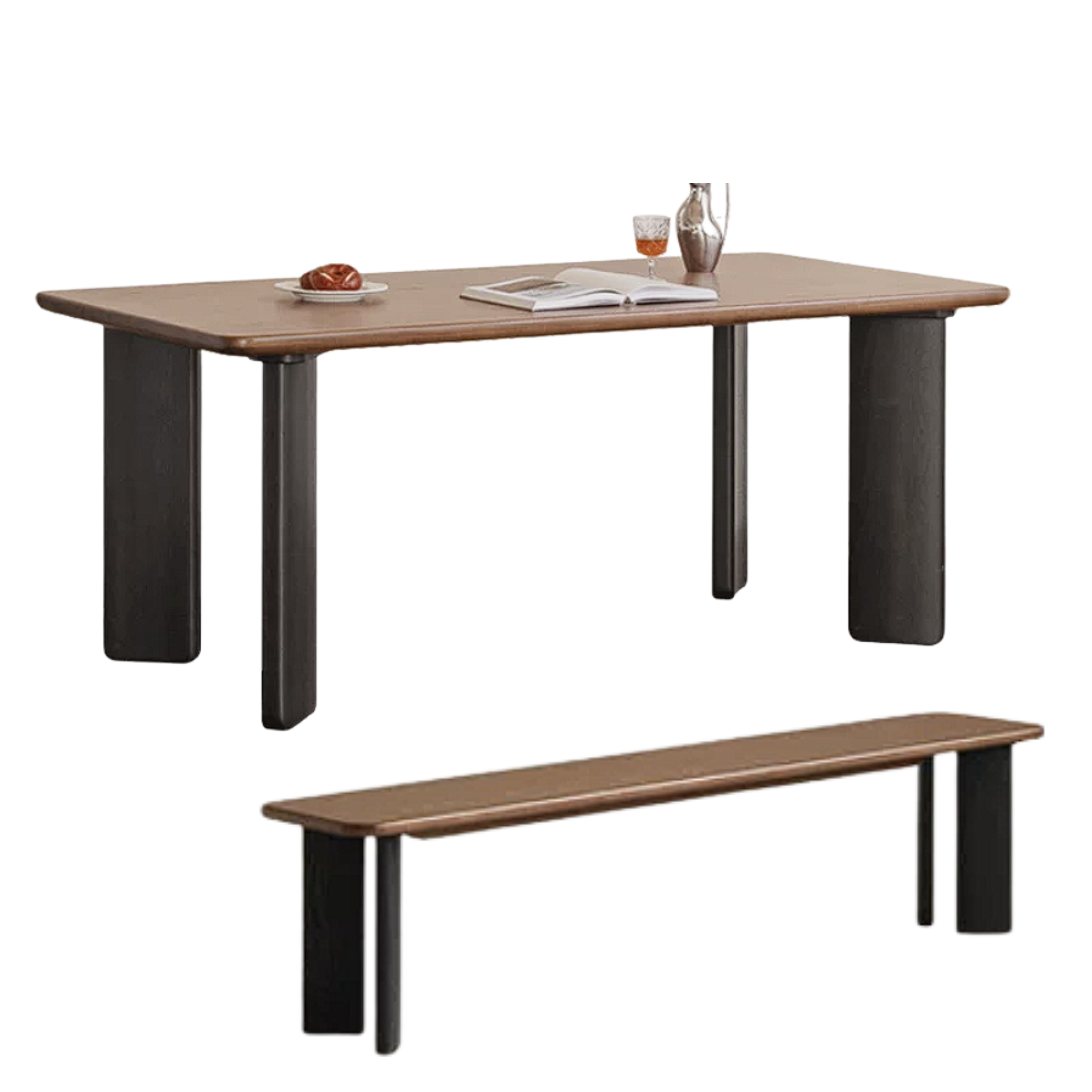 Black Walnut, Ash, Golden Pearwood Solid Wood Light Luxury Rectangular Dining Table