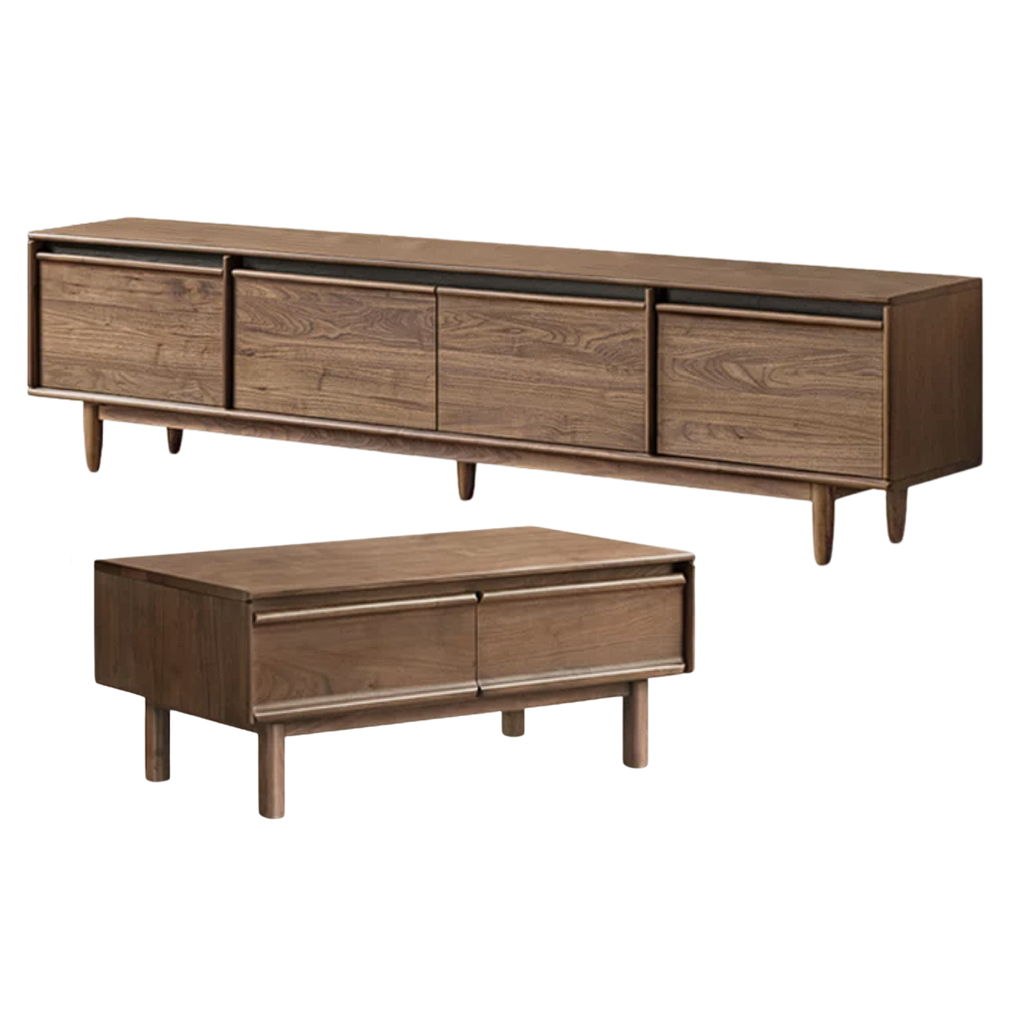 Black Walnut, Sandalwood, Ash Solid Wood Skeleton Line TV Cabinet