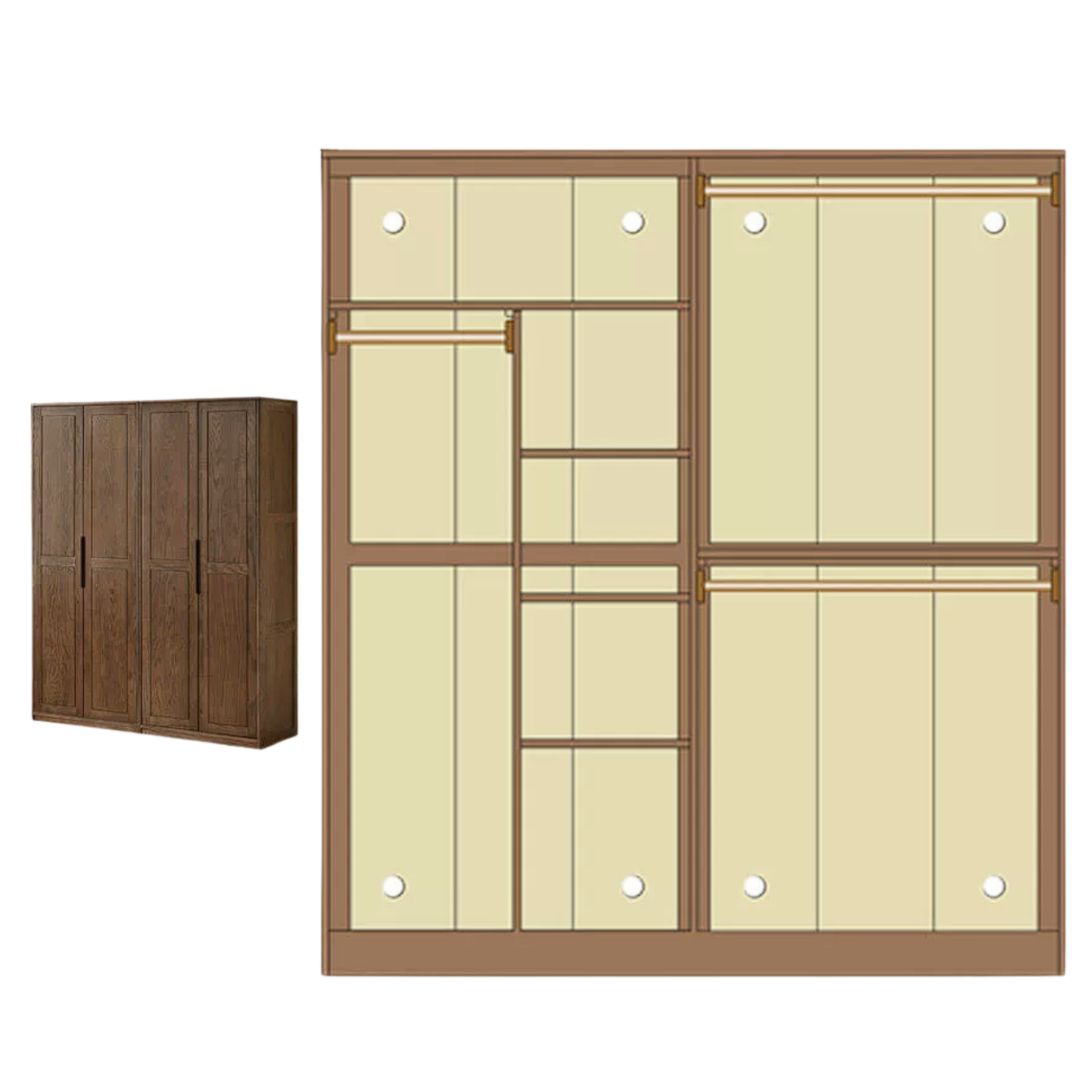 Black Walnut, Merbau Solid Wood Wardrobe.