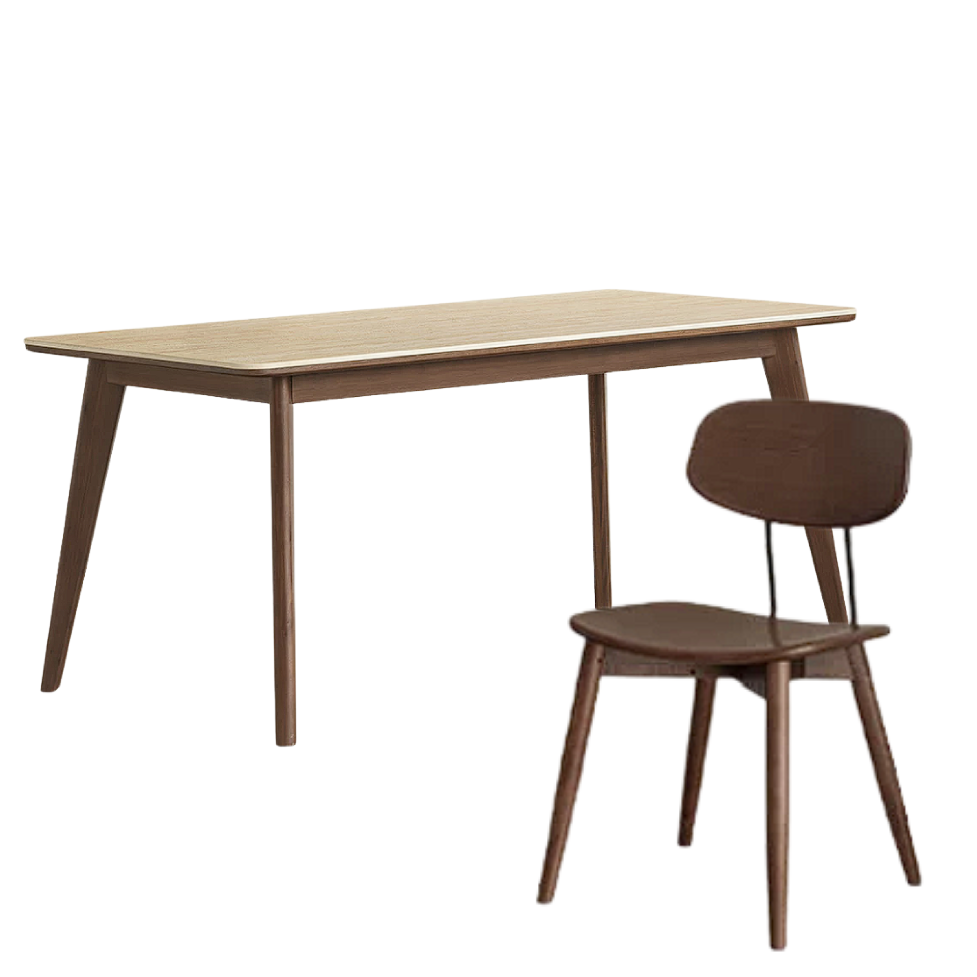 Black Walnut, Rubberwood Solid Wood Vintage Rock Plate Dining Table