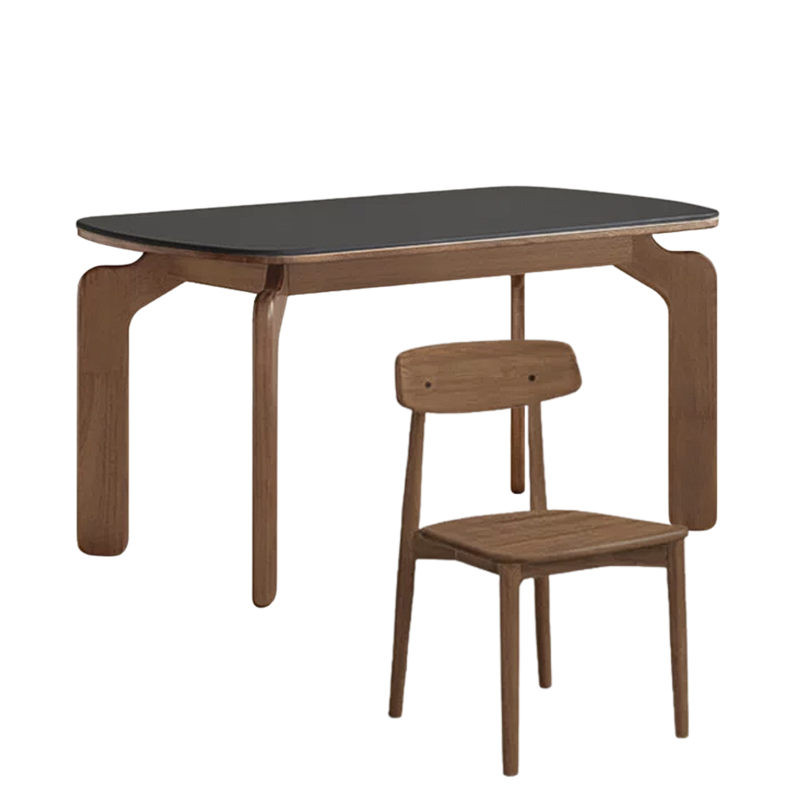 Sandalwood, Rubberwood Solid Wood Rock Board Retro Antique Style Dining Table