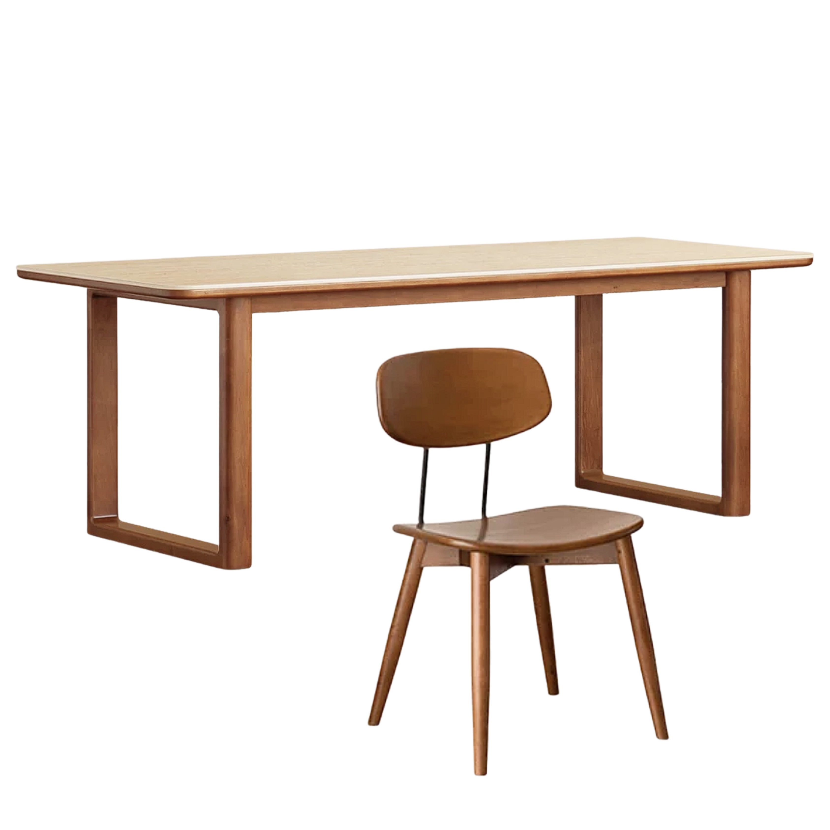 Tulipwood Solid Wood Mid-Century Dining Table with Rounded Square Legs