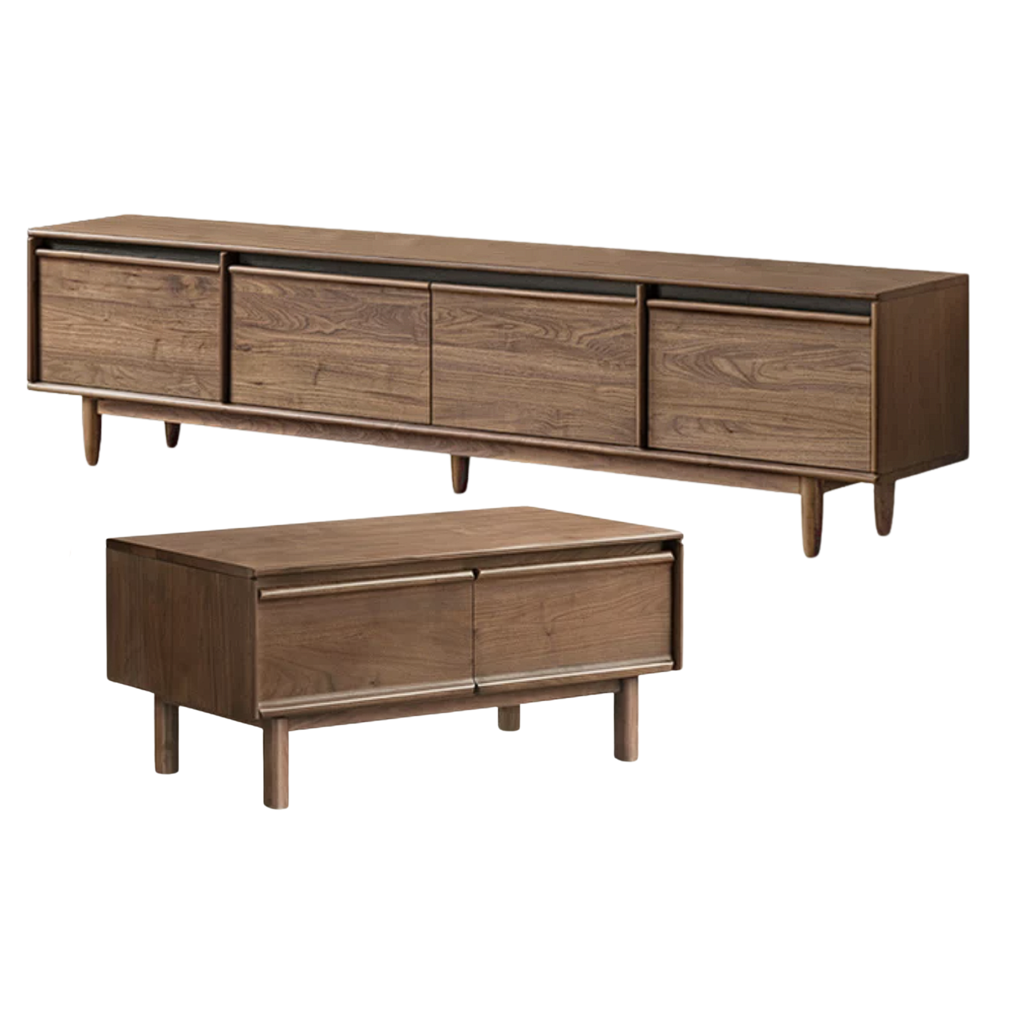 Black Walnut, Sandalwood, Ash Solid Wood Skeleton Line TV Cabinet