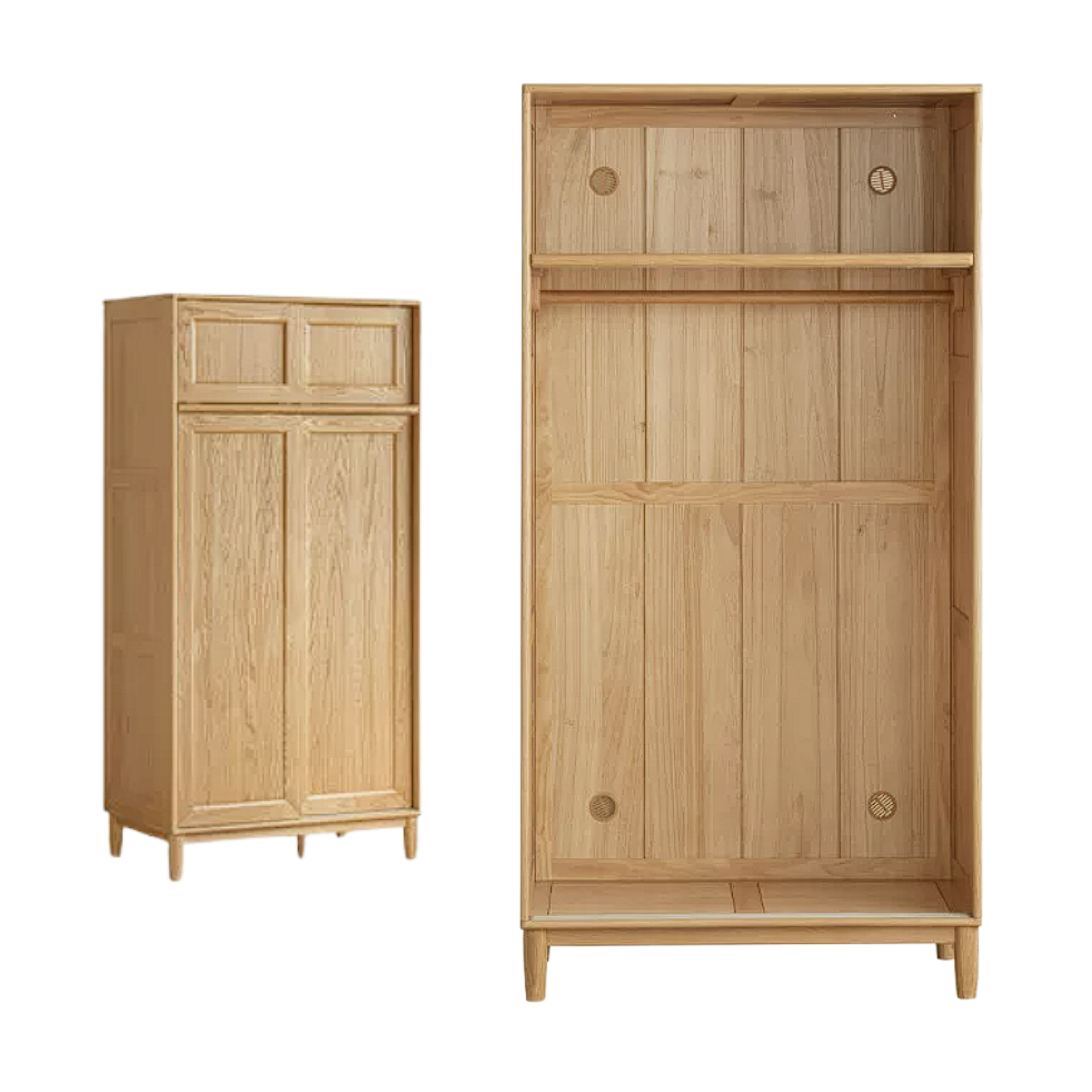 Oak Solid Wood Sliding Door Wardrobe