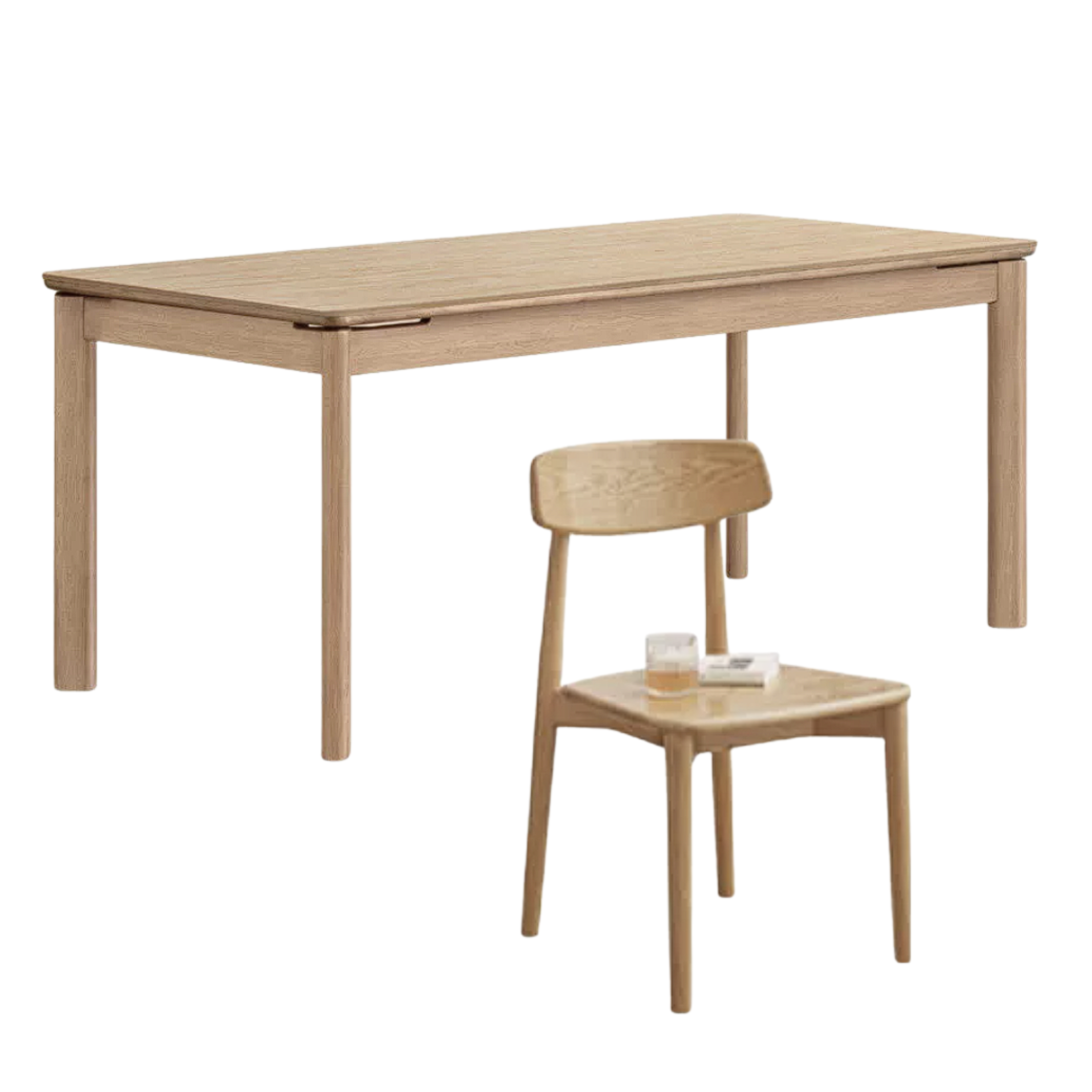 Ash, Oak Solid Wood Modern Minimalist Style Slab Dining Table