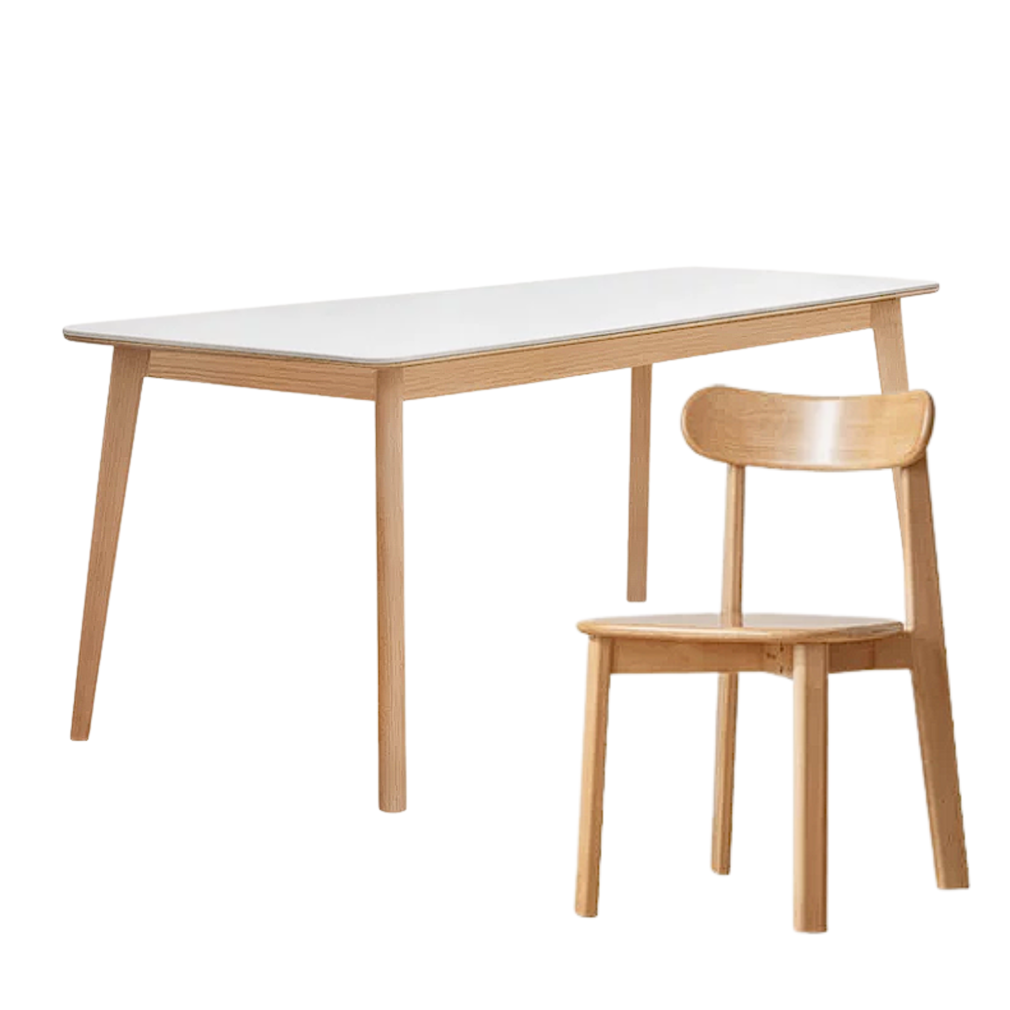 Beech, Rubberwood, Oak Solid Wood Dining Table With Rock Slab Surface