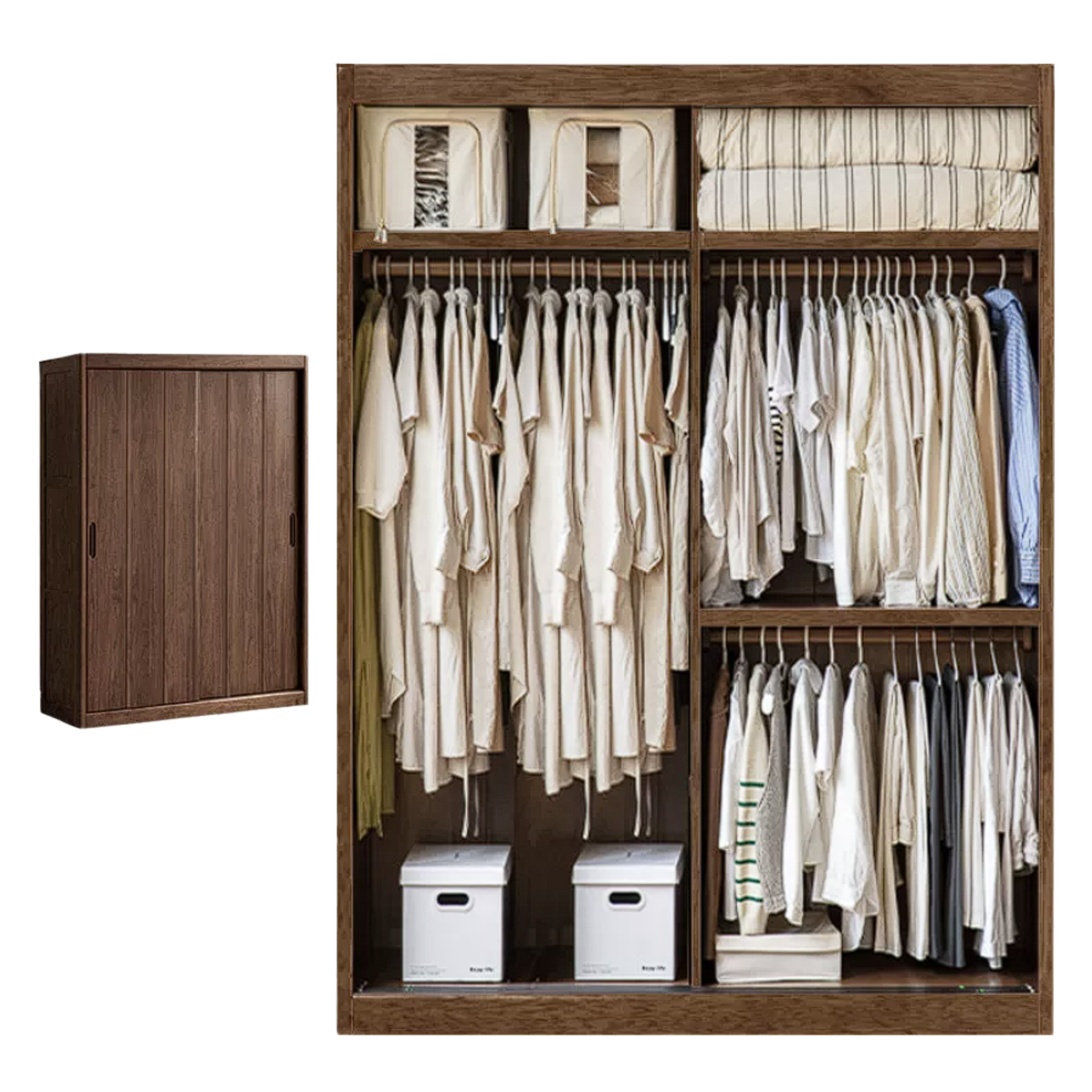 Golden Sandalwood Solid Wood Wardrobe